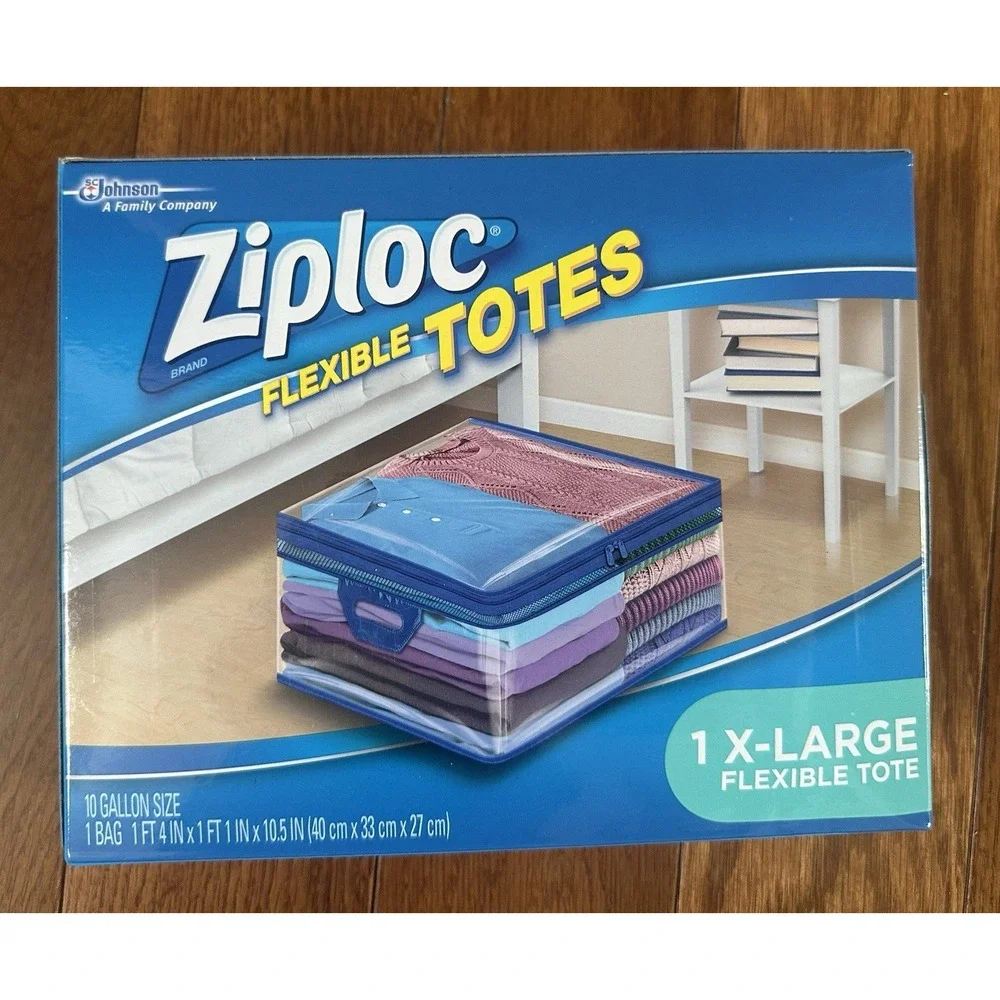 Ziploc XL X-Large Flexible Storage Tote 10 Gallon Clear Plastic Brand‎ New